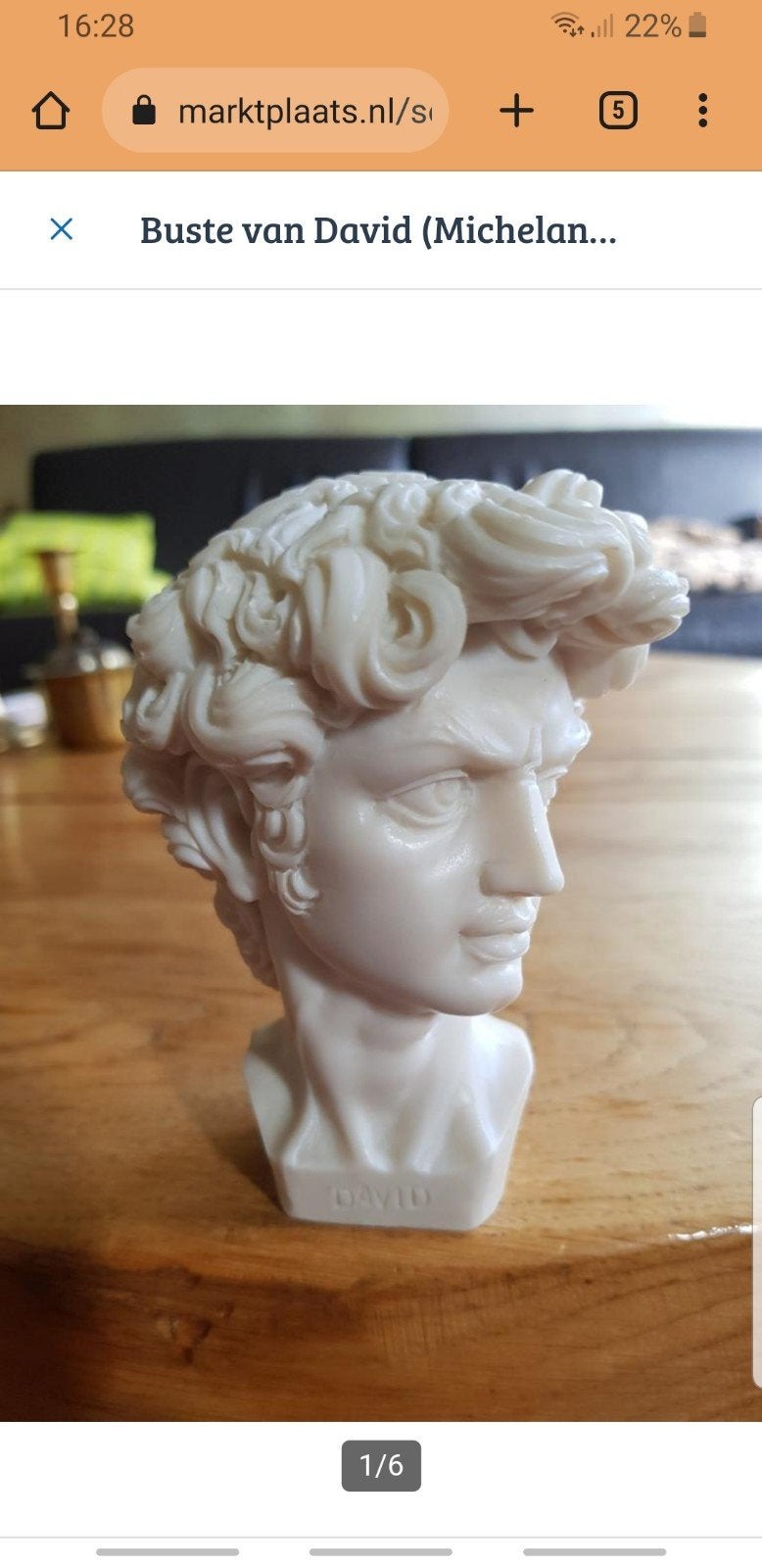 Buste van David ( Michelangelo) van A.Gianetti., Antiek en Kunst, Kunst | Beelden en Houtsnijwerken, Ophalen of Verzenden, Buste