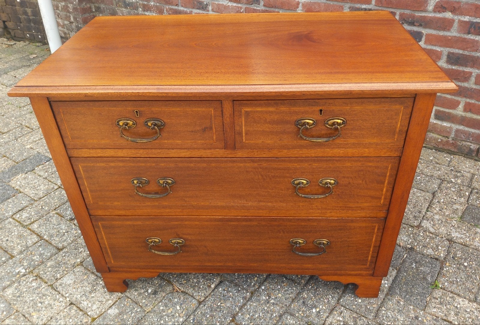 Engelse Mahonie Commode met 4 Laden, Antiek en Kunst, Antiek | Meubels | Kasten, Ophalen