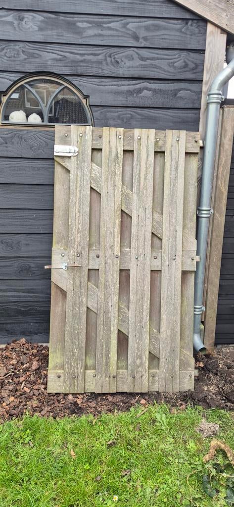 Houten poort met hangwerk - Gebruikt, Tuin en Terras, Tuinhekken en Hekwerk, Ophalen, Met poort, Gebruikt, Overige typen