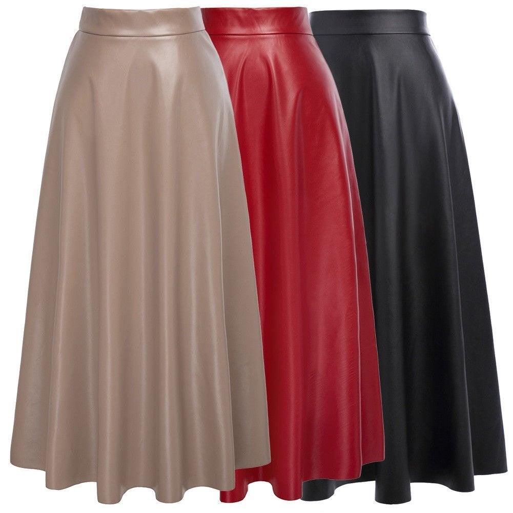 Lange rode zwarte beige leren high waist rok dames vrouwen, Kleding | Dames, Overige kleuren, Verzenden, Maat 42/44 (L), Nieuw