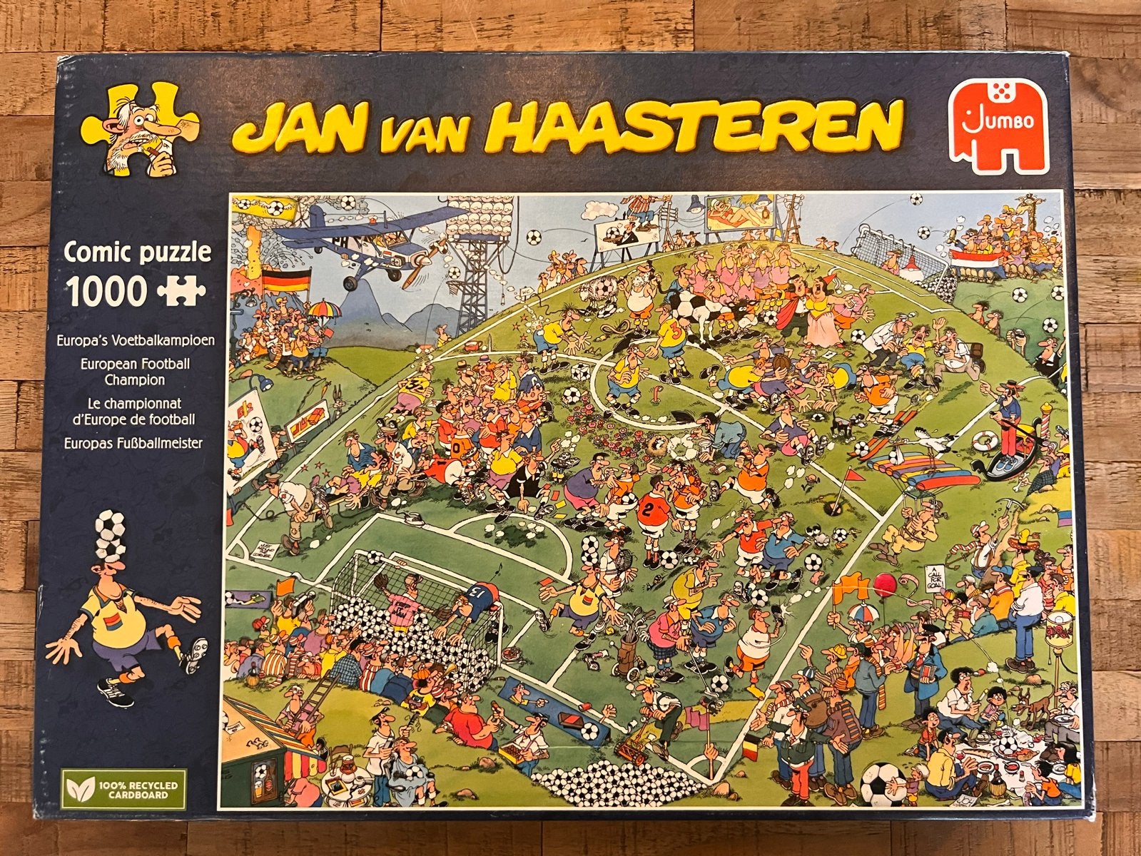 Jan van Haasteren puzzel 1000 stukjes Europa's Voetbalkampio, Ophalen of Verzenden, 500 t/m 1500 stukjes, Gebruikt, Legpuzzel