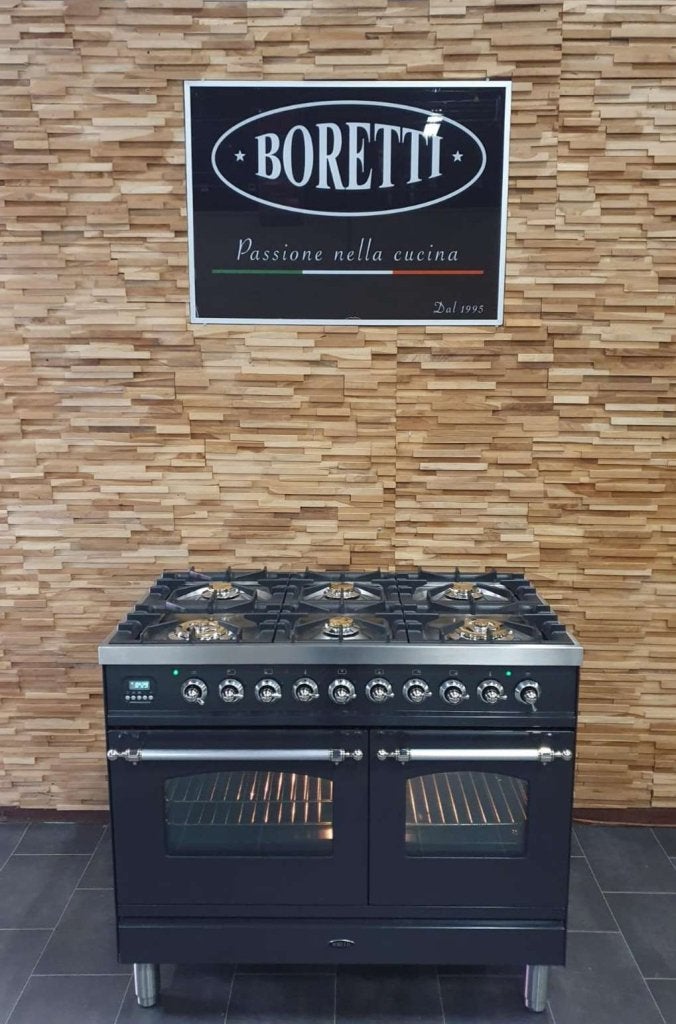 Luxe Boretti Fornuis 100cm antraciet + rvs 6 pits 2 ovens, Niet ingevuld, 60 cm of meer, Niet ingevuld, Ophalen of Verzenden