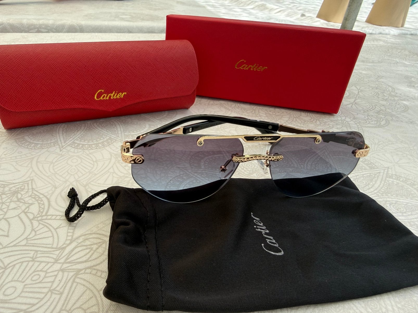 Cartier zonnebril, Sieraden, Tassen en Uiterlijk, Zonnebrillen en Brillen | Heren, Ophalen, Nieuw, Zwart, Overige merken