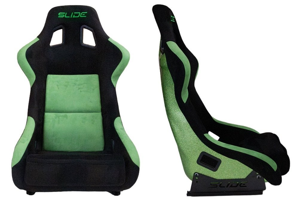 Slide KS2 Kuipstoel groen zwart suede alcantara glitter, Ophalen of Verzenden