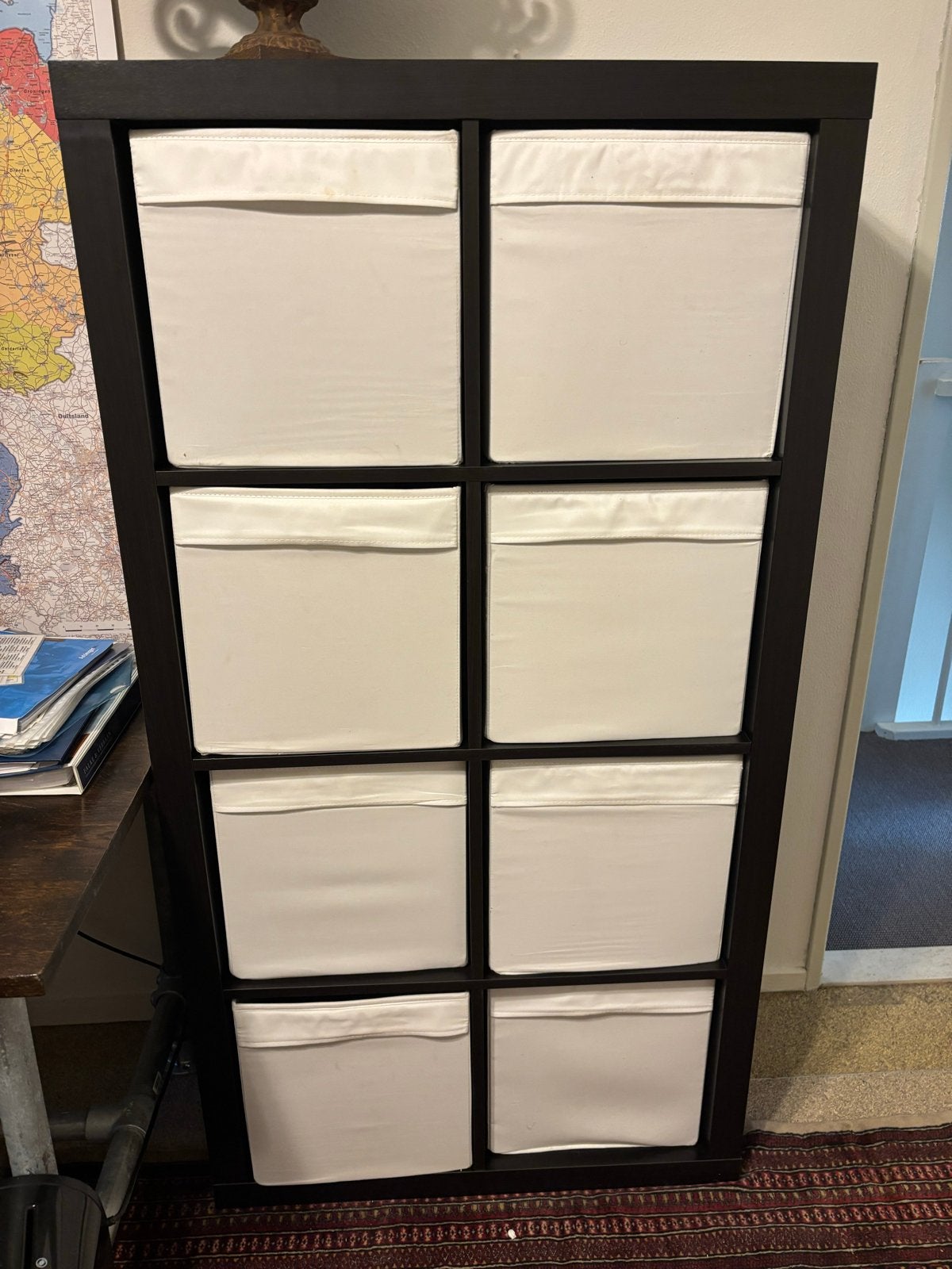IKEA Kallax Kast (vakkenkast) met 8 Vakken en Opbergmanden, Ophalen, Gebruikt, 100 tot 150 cm, Minder dan 150 cm