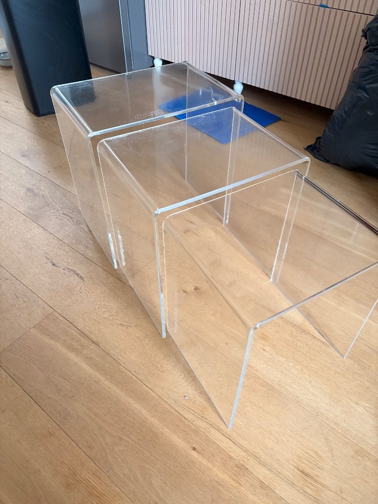IKEA transparant side tables, Ophalen, Overige materialen, Gebruikt, Minder dan 50 cm