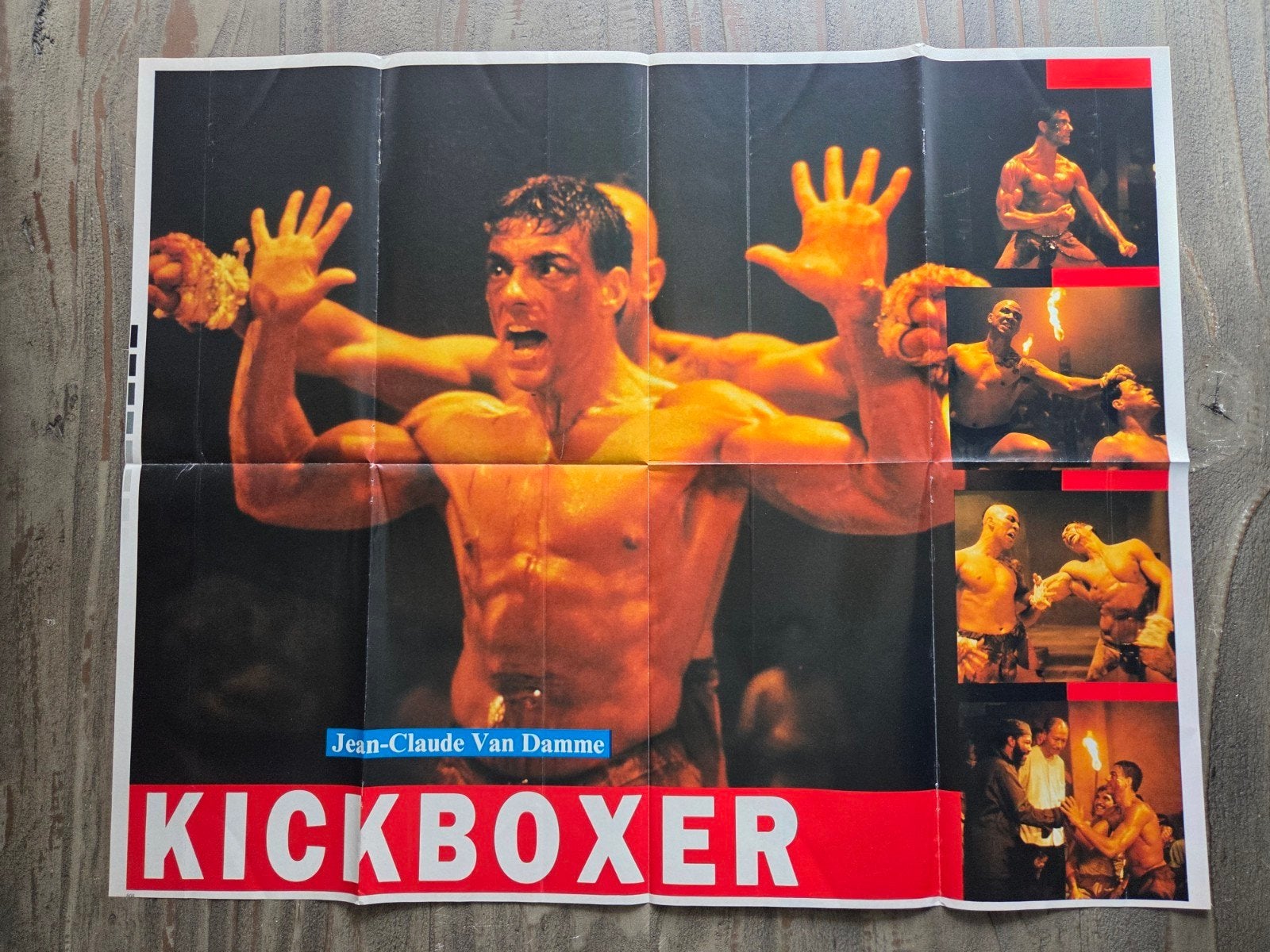 Vintage Kickboxer poster - Jean-Claude Van Damme, Ophalen of Verzenden, Zo goed als nieuw, A1 t/m A3, Film en Tv