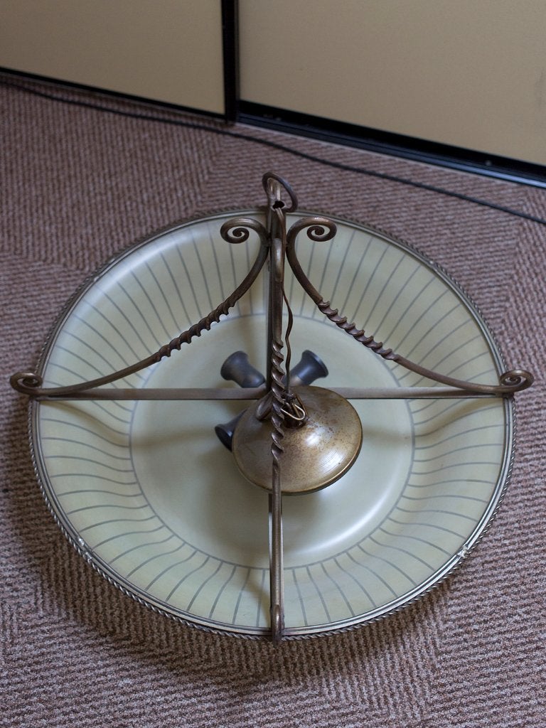 vintage hanglamp, jaren 50, Huis en Inrichting, Lampen | Hanglampen, Ophalen, Gebruikt, Glas