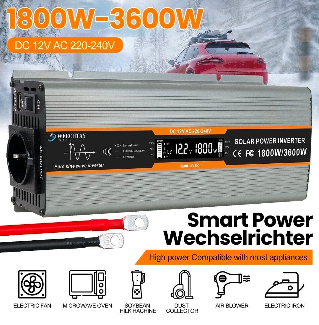 NIEUWE  12V  naar 240 v  1800W/3600W Pure Sinus Omvormer 12V, Ophalen of Verzenden, Nieuw