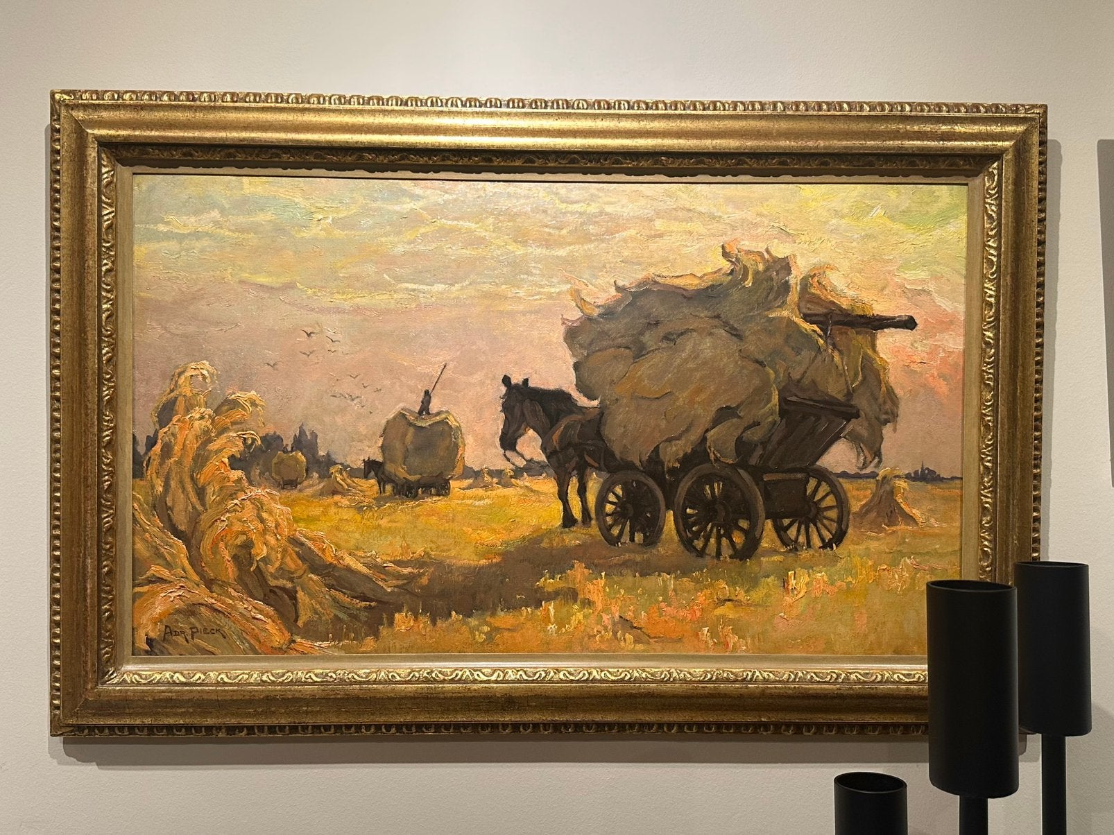 Adri Pieck - Avond van een oogstdag, Ophalen, Doek, Impressionistisch, Olieverf