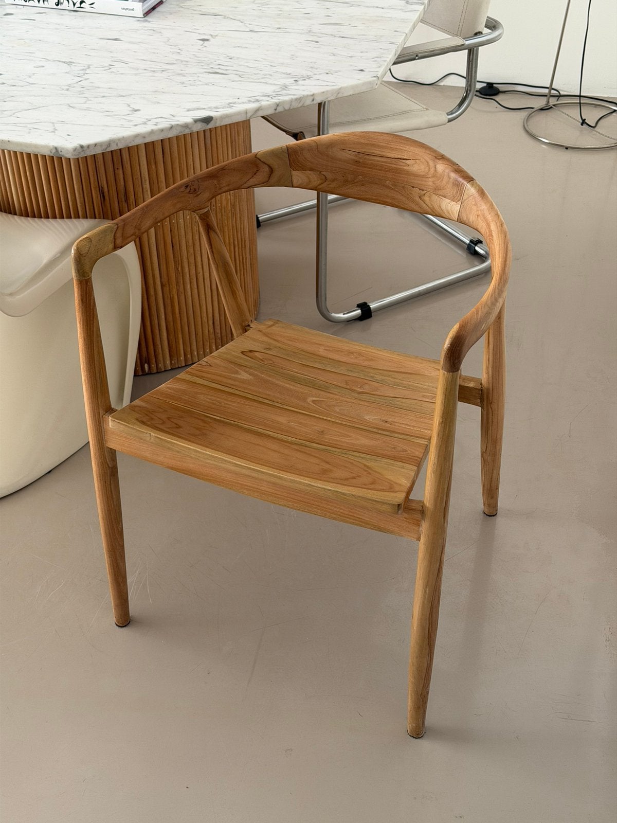 Eikenhouten eetkamer design stoel wood hout scandinavisch, Ophalen, Bruin, Zo goed als nieuw, Eén