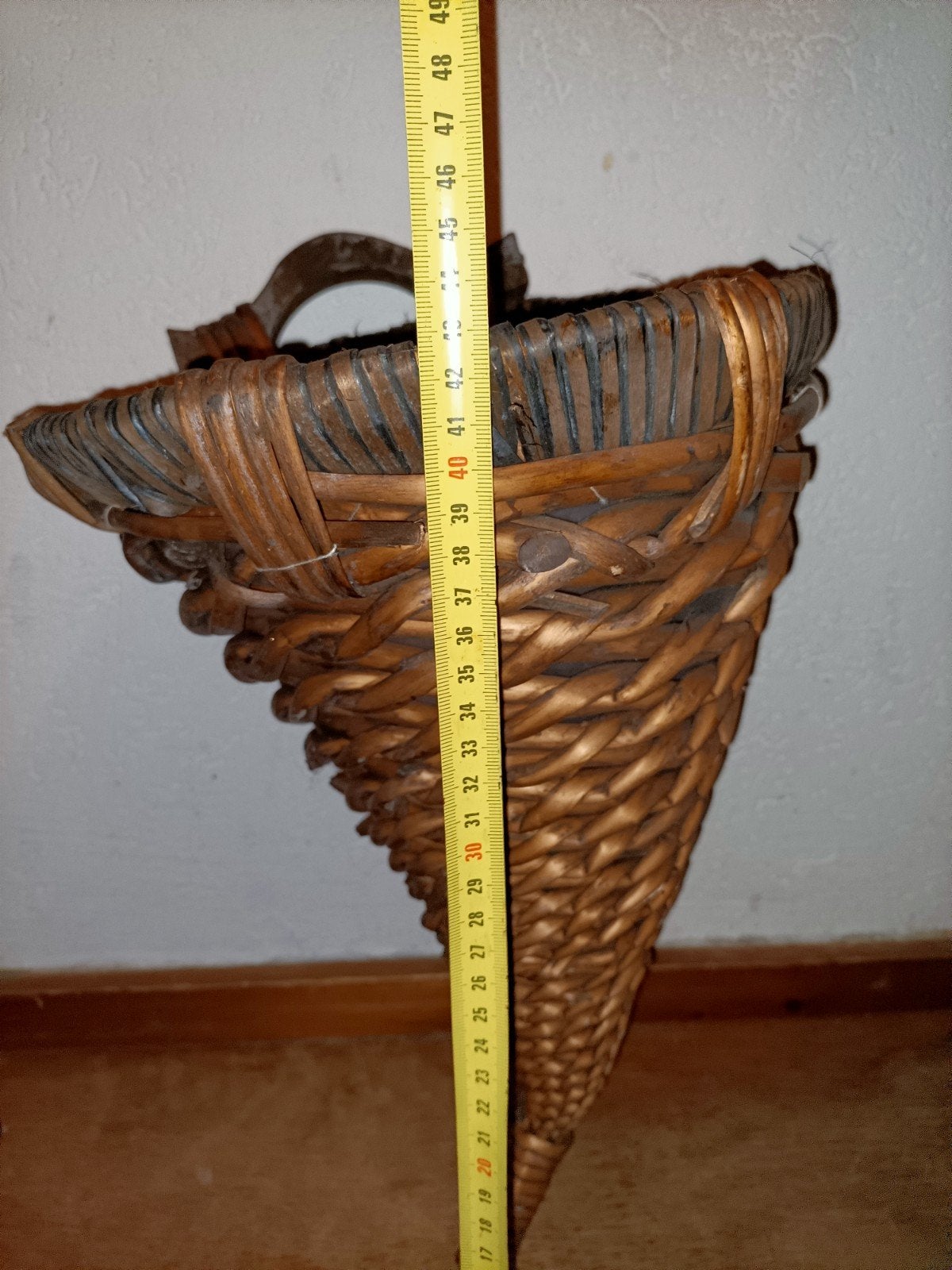 Mooie degelijke rotan/ rieten punt mand brocante, Ophalen of Verzenden