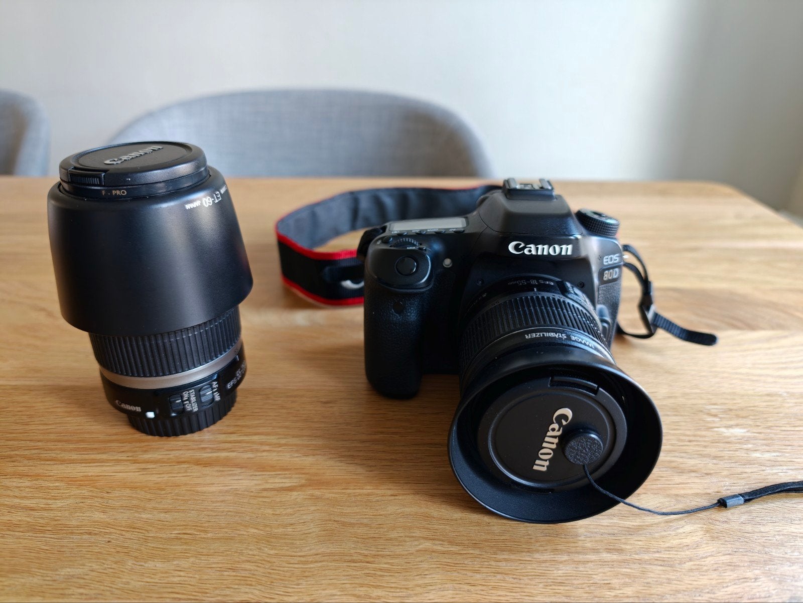Canon EOS 80D met 18-55 en 55-250mm lens tas filter en kap, Audio, Tv en Foto, Fotocamera's Digitaal, Ophalen, Canon