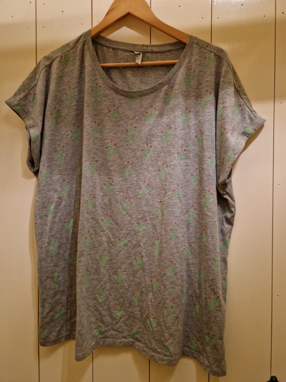MISS ETAM TSHIRT MAAT 48 CACTUS DECOR, Miss Etam, Ophalen of Verzenden, Grijs, Shirt of Top
