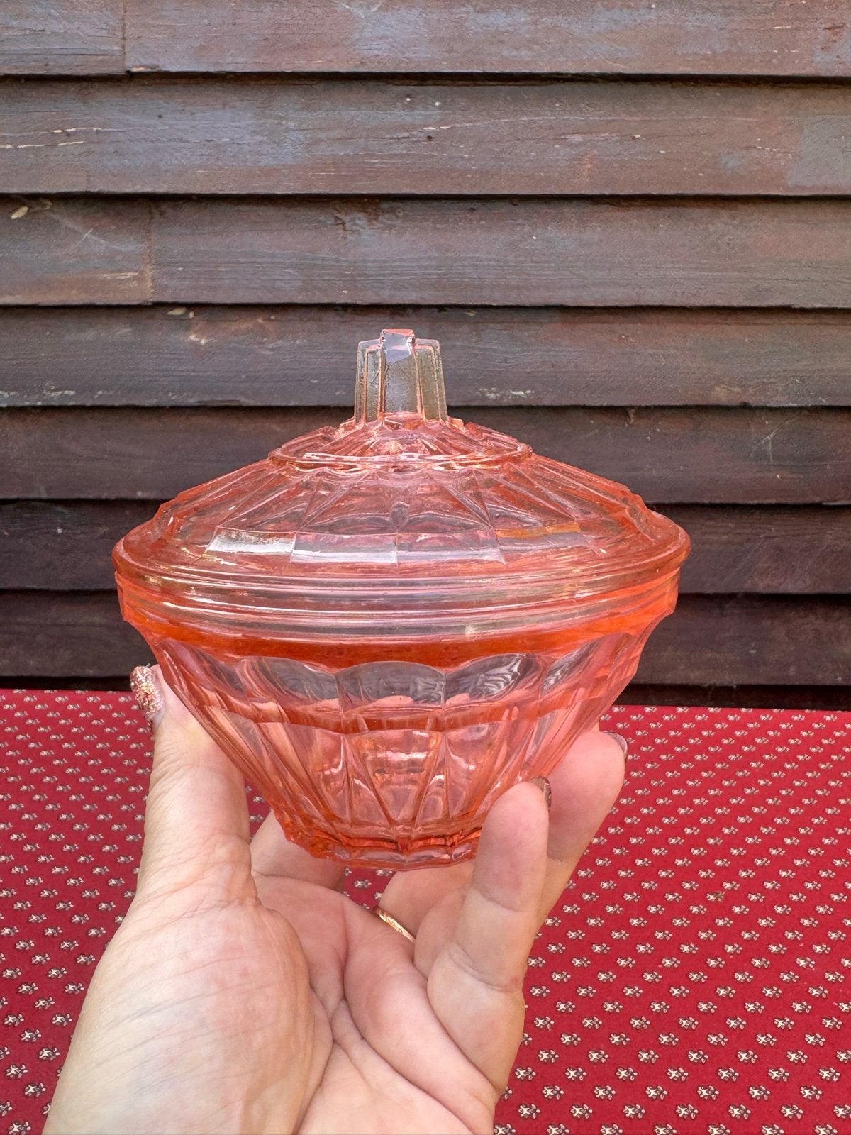 Roze persglazen bonbonnière uit Frankrijk, Antiek en Kunst, Ophalen of Verzenden