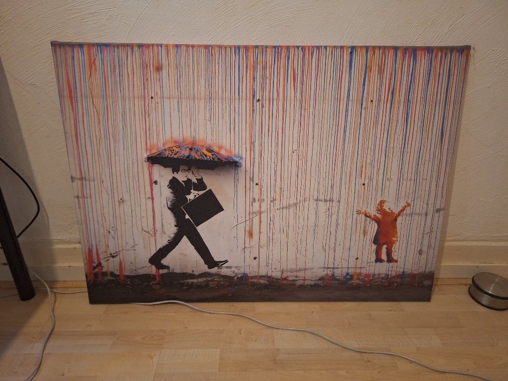Banksy print op canvas, Ophalen, 50 – 75, 75 tot 100 cm, Print