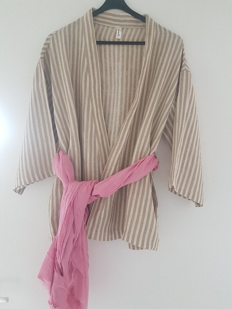 NIEUW: Linnen blazer, linnen kimono jacket in maat M., Kleding | Dames, Maat 38/40 (M), Verzenden, Beige, Nieuw