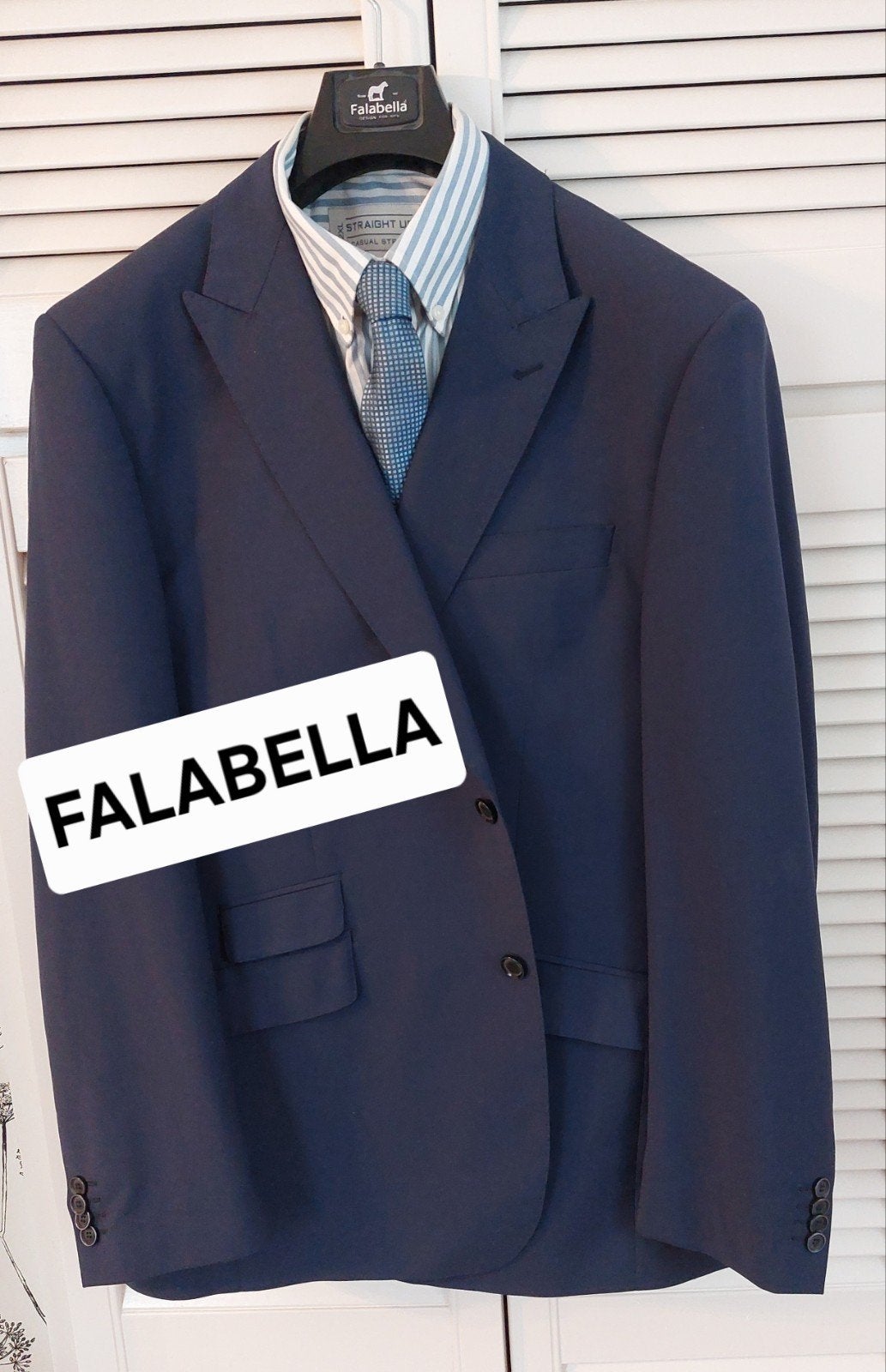 Stijlvol blauw FALABELLA zomerkostuum  Colbert + Pantalon, Blauw, Maat 56/58 (XL), Ophalen of Verzenden, Zo goed als nieuw