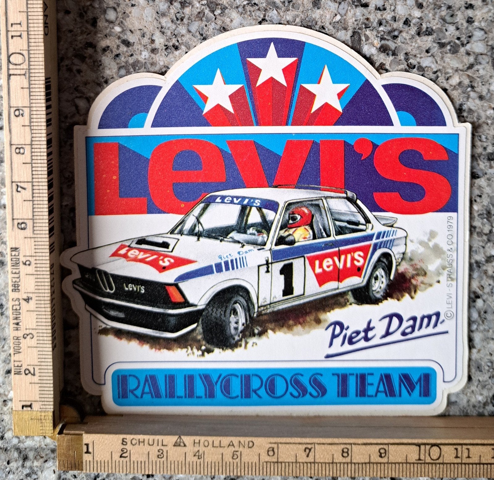 Vintage sticker BMW (generatie E21) Levi's rallycross, Ophalen of Verzenden, Zo goed als nieuw, Auto of Motor
