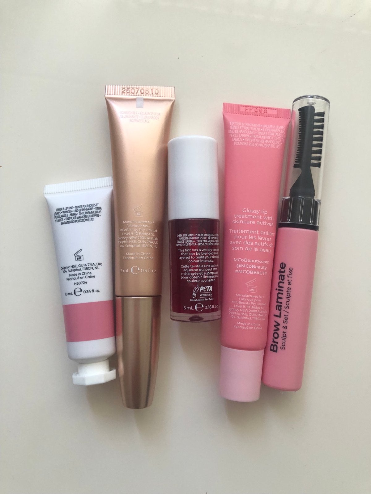 MCoBeauty Make-up Set: Highlight, Lip & Cheek Tint, Brow, Lippen, Verzenden, Nieuw, Make-up