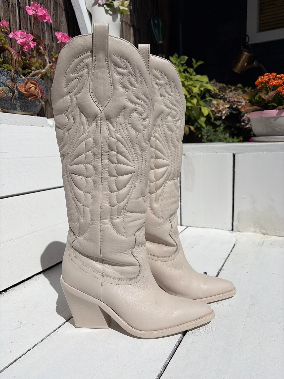 Bronx New Kole Cowboy laarzen maat 38 - Zeer nette staat, Hoge laarzen, Wit, Ophalen of Verzenden, Gedragen
