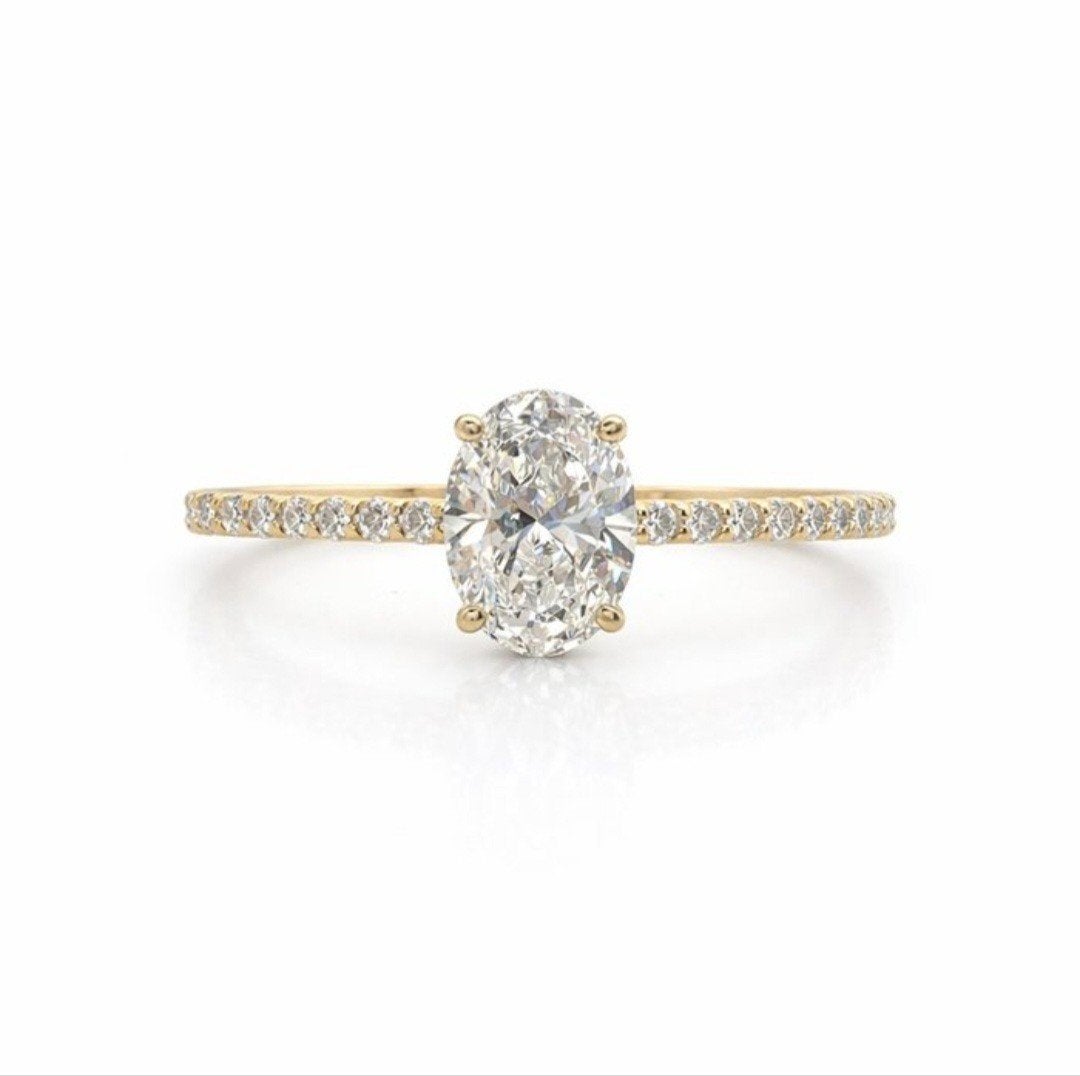 1.01ct Diamanten (VS1) Ring 14K Goud - Maat 55 (EU), Sieraden, Tassen en Uiterlijk, Wit, Nieuw, Ophalen of Verzenden, 17 tot 18