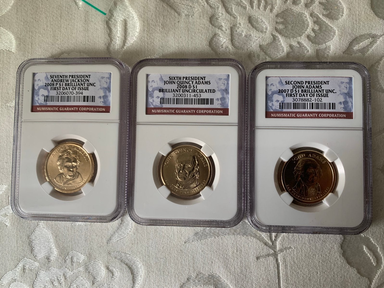 3 vergulde munten presidenten in slab NGC gecertificeerd, Ophalen of Verzenden, Goud