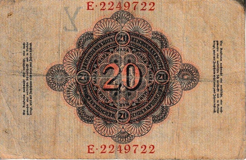 DEUTSCHES REICH - REICHBANKNOTE - 21-04-1910 - 20 MARK, Postzegels en Munten, Bankbiljetten | Europa | Niet-Eurobiljetten, Ophalen of Verzenden