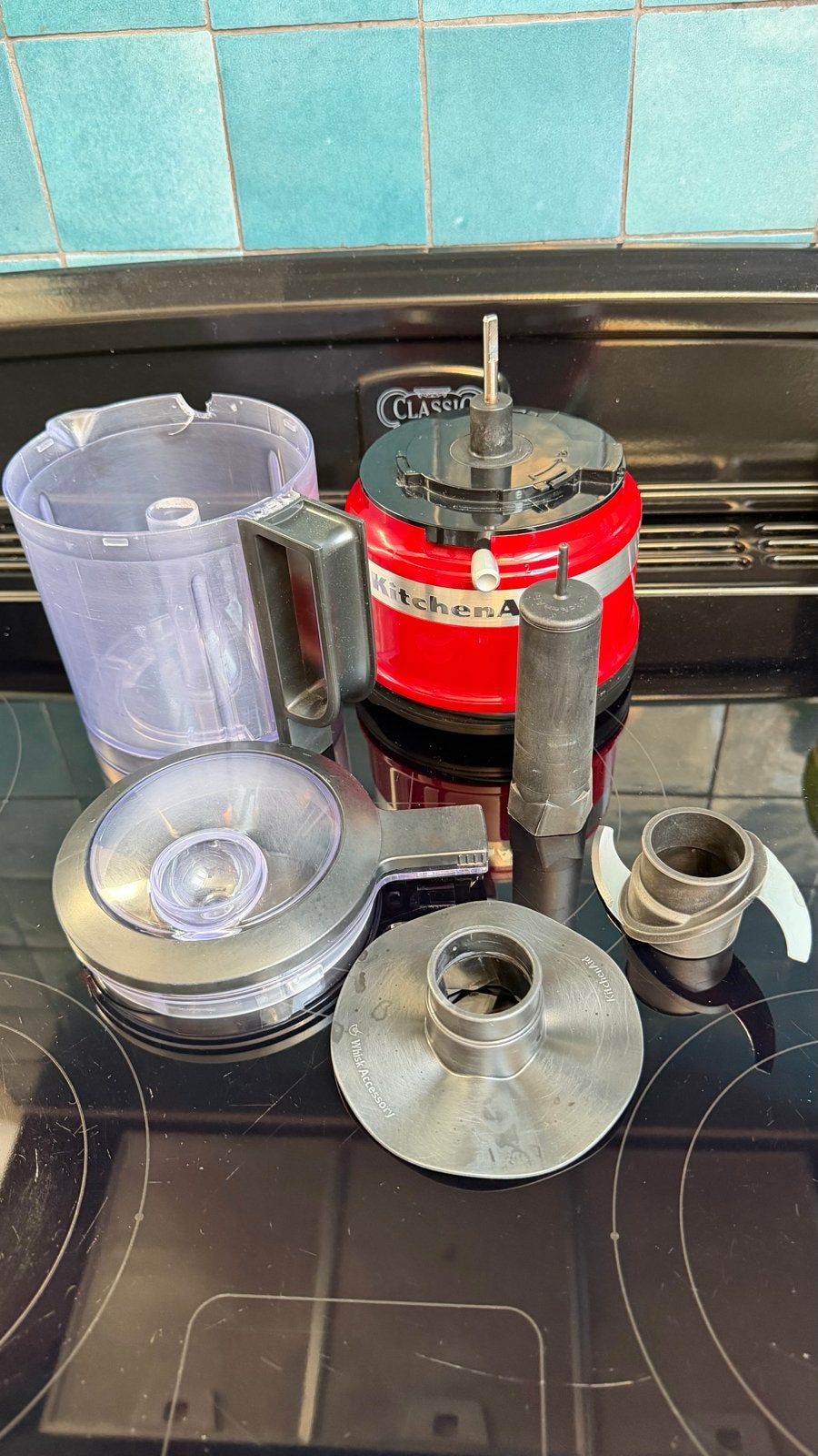 KitchenAid Mini Foodprocessor - Rood, Witgoed en Apparatuur, Keukenmixers, 1 tot 2 liter, Ophalen of Verzenden, Gebruikt, 3 snelheden of meer