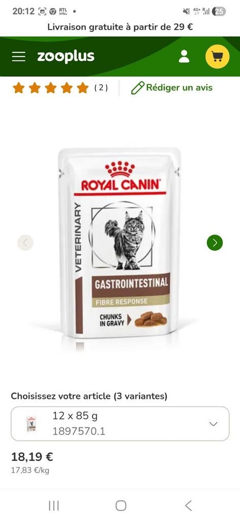 Speciaalvoer voor kat. Royal canin gastro  intestinal fibre, Ophalen of Verzenden