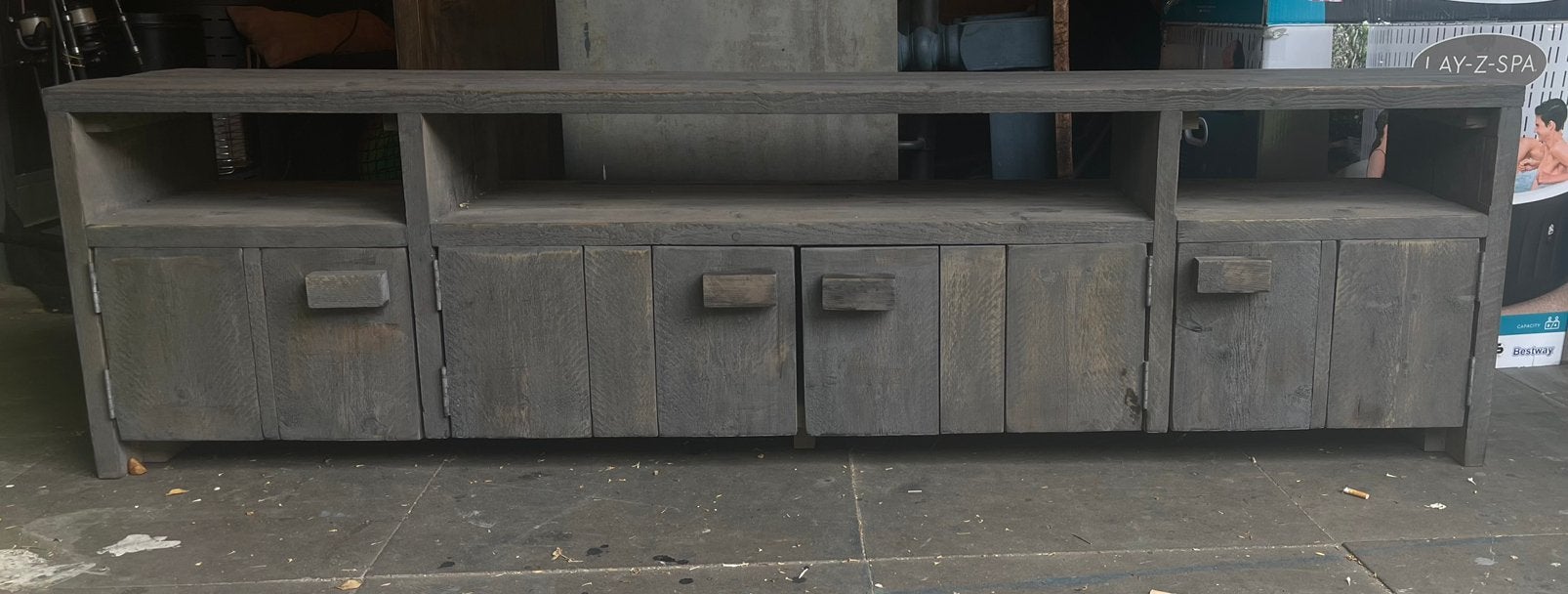 Stoer sober TV meubel van steigerhout, Huis en Inrichting, Ophalen, Zo goed als nieuw, 25 tot 50 cm, Minder dan 100 cm