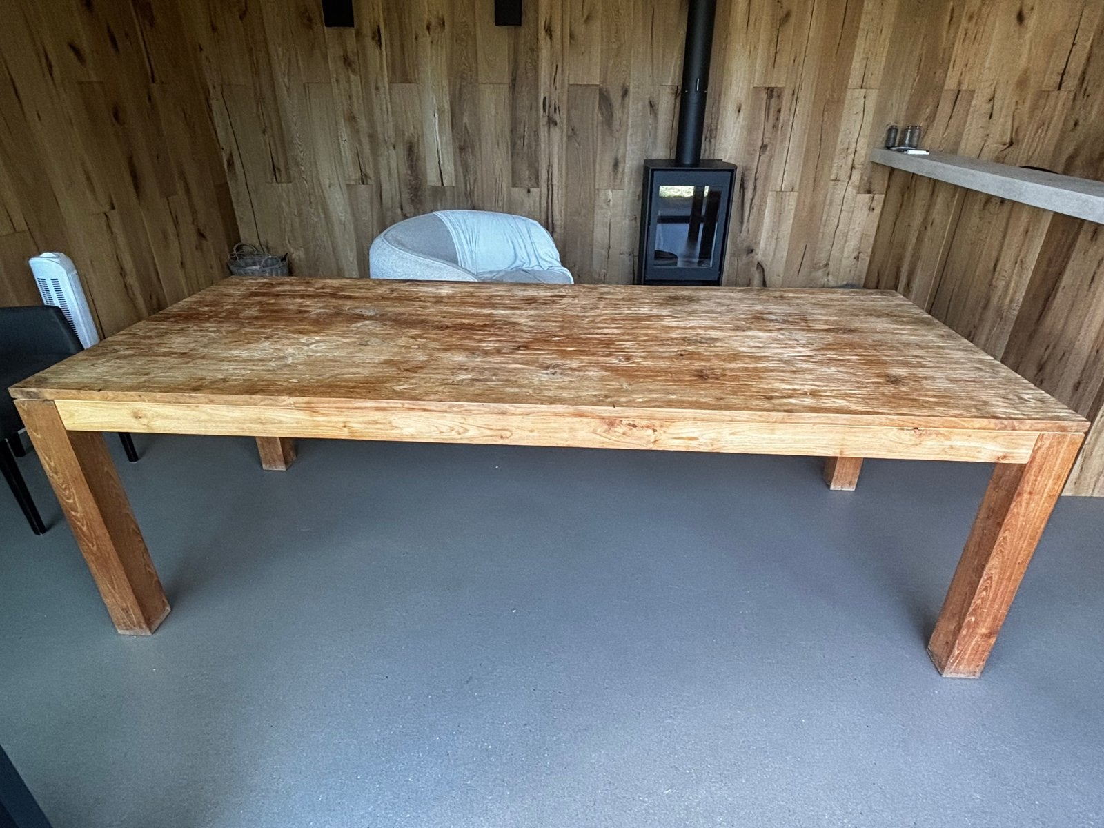 Robuuste houten eettafel - Perfect voor gezellige diners, Ophalen, Gebruikt, 100 tot 150 cm, Teakhout