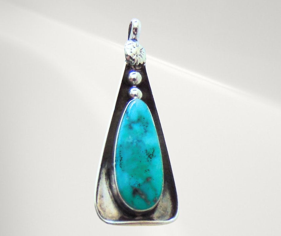 Unieke zilveren NAVAJO turquoise hanger gesigneerd!, Zo goed als nieuw, X, Met edelsteen, Zilver
