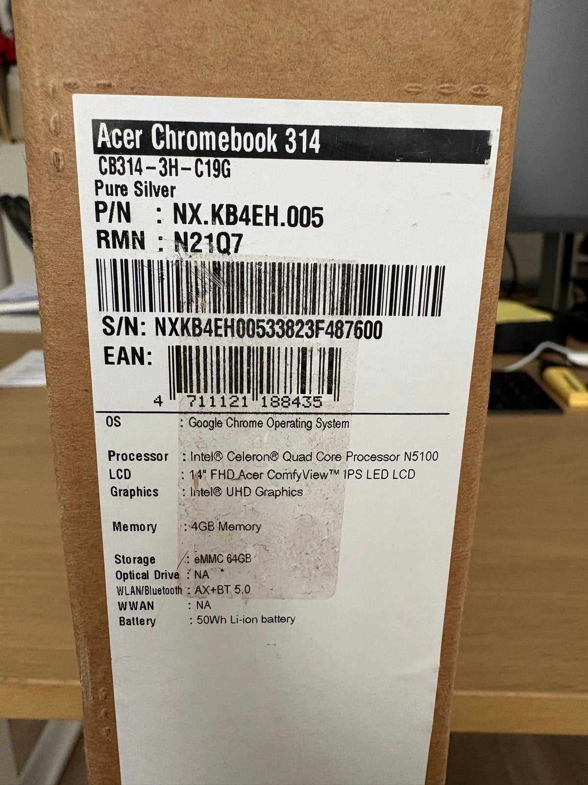 Acer Chromebook CB314-3H-C19G - Retourproduct, Computers en Software, 14 inch, 4 GB of minder, Ophalen of Verzenden, Zo goed als nieuw