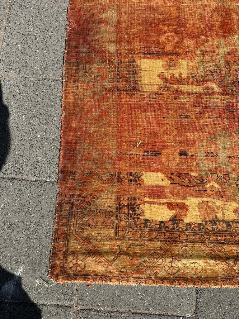 Antiek tapijt uit Noordwest-Iran –265145 cm– gele en oranje, Gebruikt, 100 tot 150 cm, Wol, 200 cm of meer