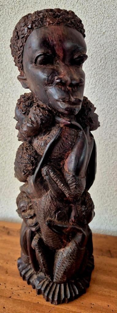 Makonde 'Levensboom' (Ujamaa) sculptuur, traditioneel beeld, Ophalen of Verzenden