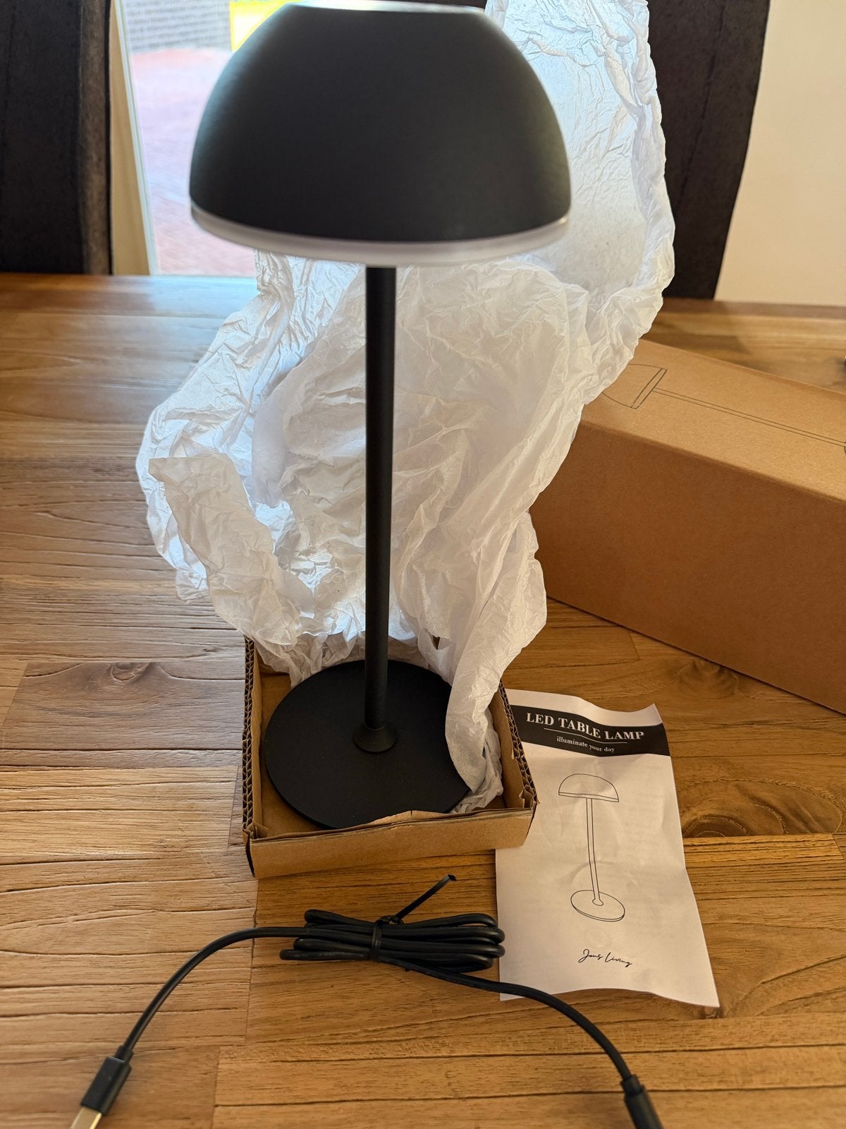 Jens Living Oplaadbare LED Tafellamp - Zwart, Overige merken, Ophalen of Verzenden, Zwart, Draadloos