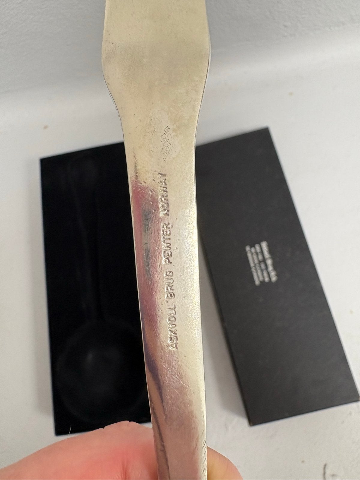 Asavoll Brug Pewter Noorse Soeplepel in Geschenkdoos, Ophalen of Verzenden
