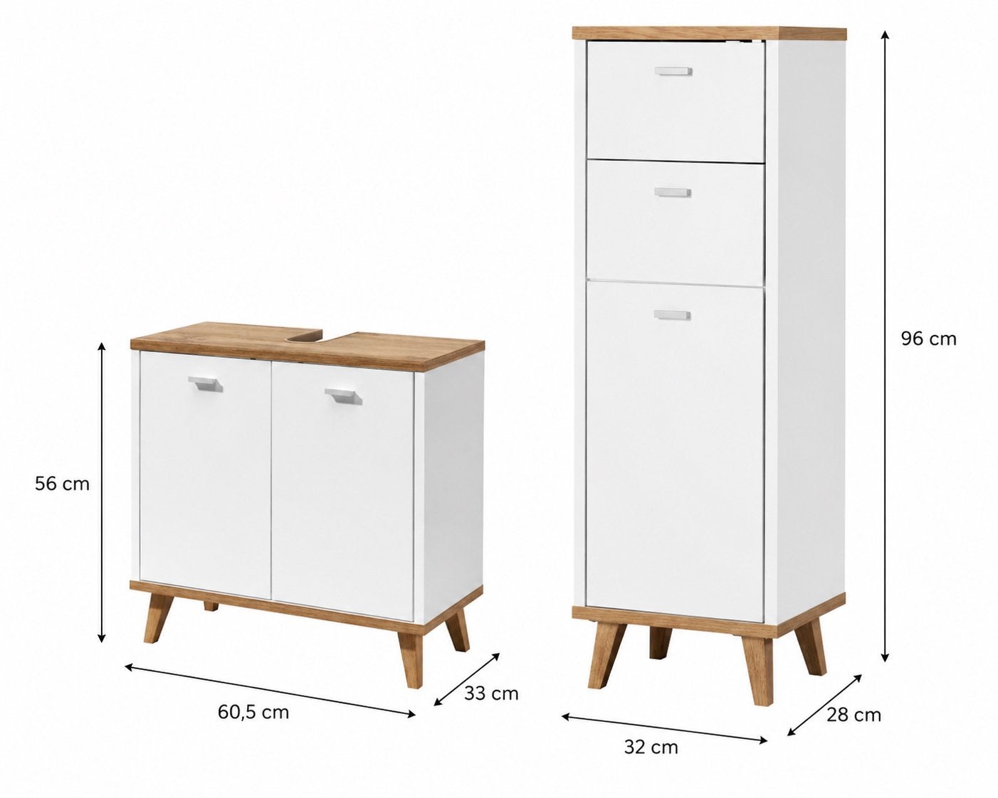 Set van wastafelkast en badkamerkast, Gebruikt, Minder dan 100 cm, Wastafelkast, 25 tot 50 cm