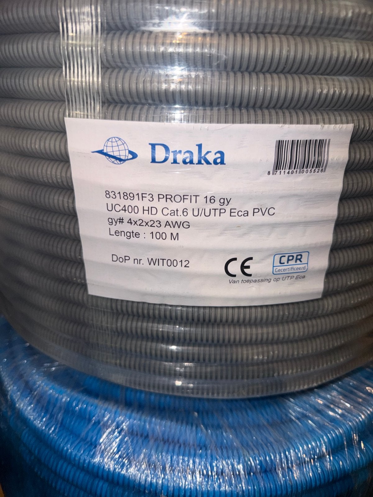 Draka Cat.6 U/UTP Eca PVC Netwerkkabel - 100M, Ophalen of Verzenden, Nieuw, Draka, Kabel of Snoer