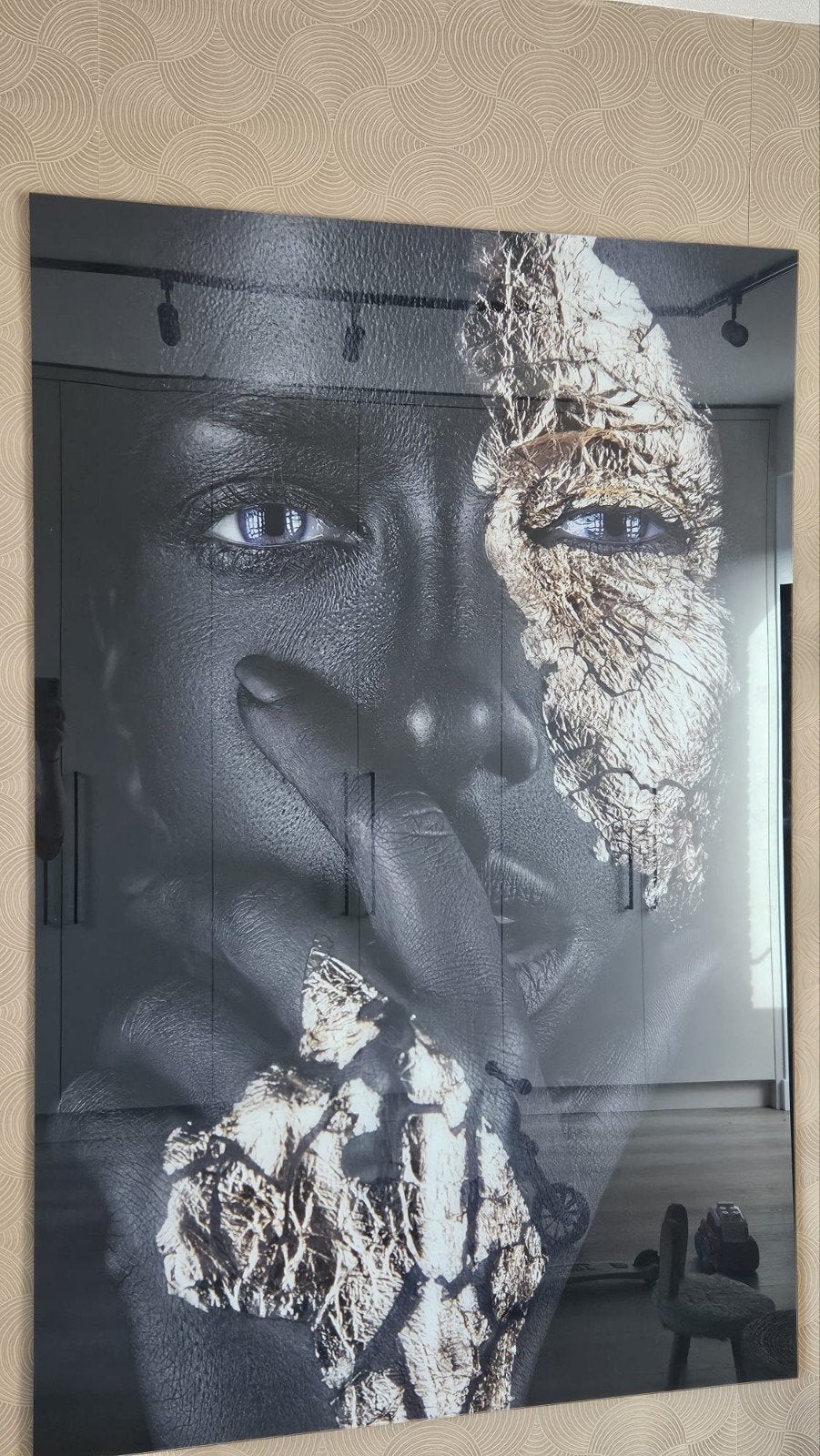 Plexiglas Vrouw met Gouden Details - 1.20 x 1.80m, Huis en Inrichting, Ophalen, Zo goed als nieuw, Schilderij, 100 tot 125 cm