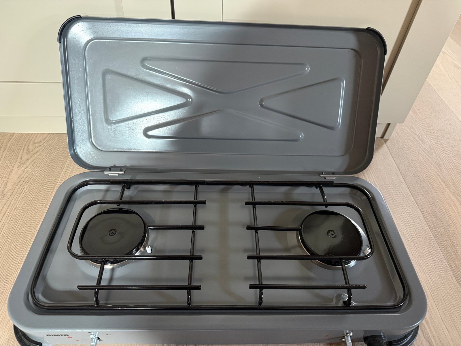 Gimeg 2 pits camping kookstel., Caravans en Kamperen, Kampeeraccessoires, Ophalen, Gebruikt