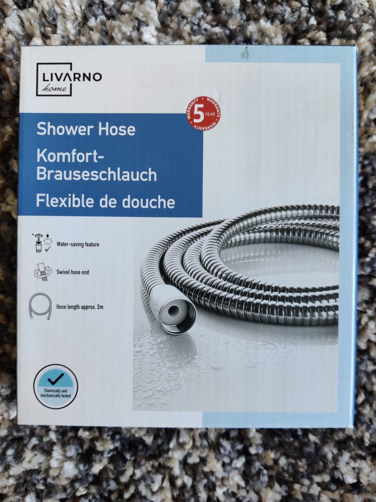 LIVARNO home Doucheslang - 2m, waterbesparend, Ophalen of Verzenden, Nieuw, Rvs, Douche