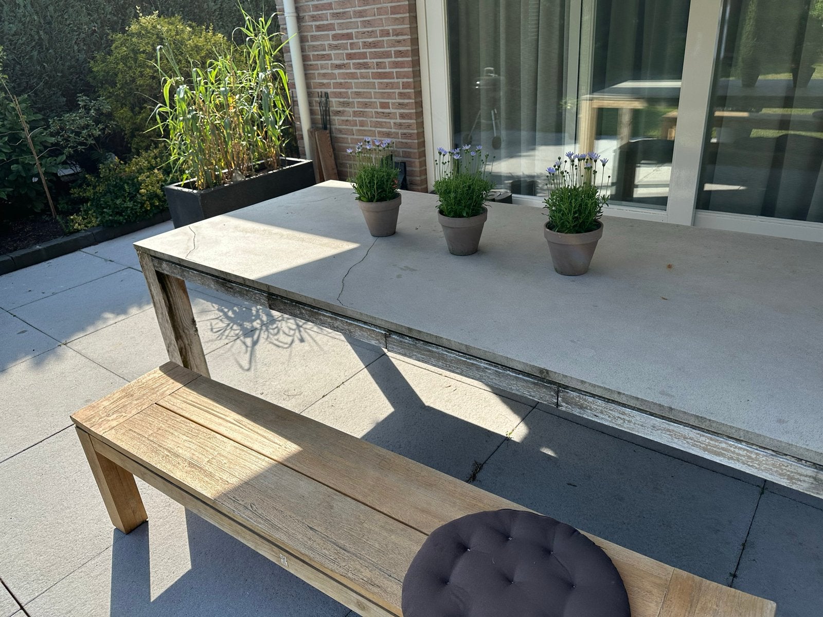 Gratis af te halen: Grote tuintafel 240x100 cm, Tuin en Terras, Tuintafels, Ophalen of Verzenden, Gebruikt, Rechthoekig, Overige materialen
