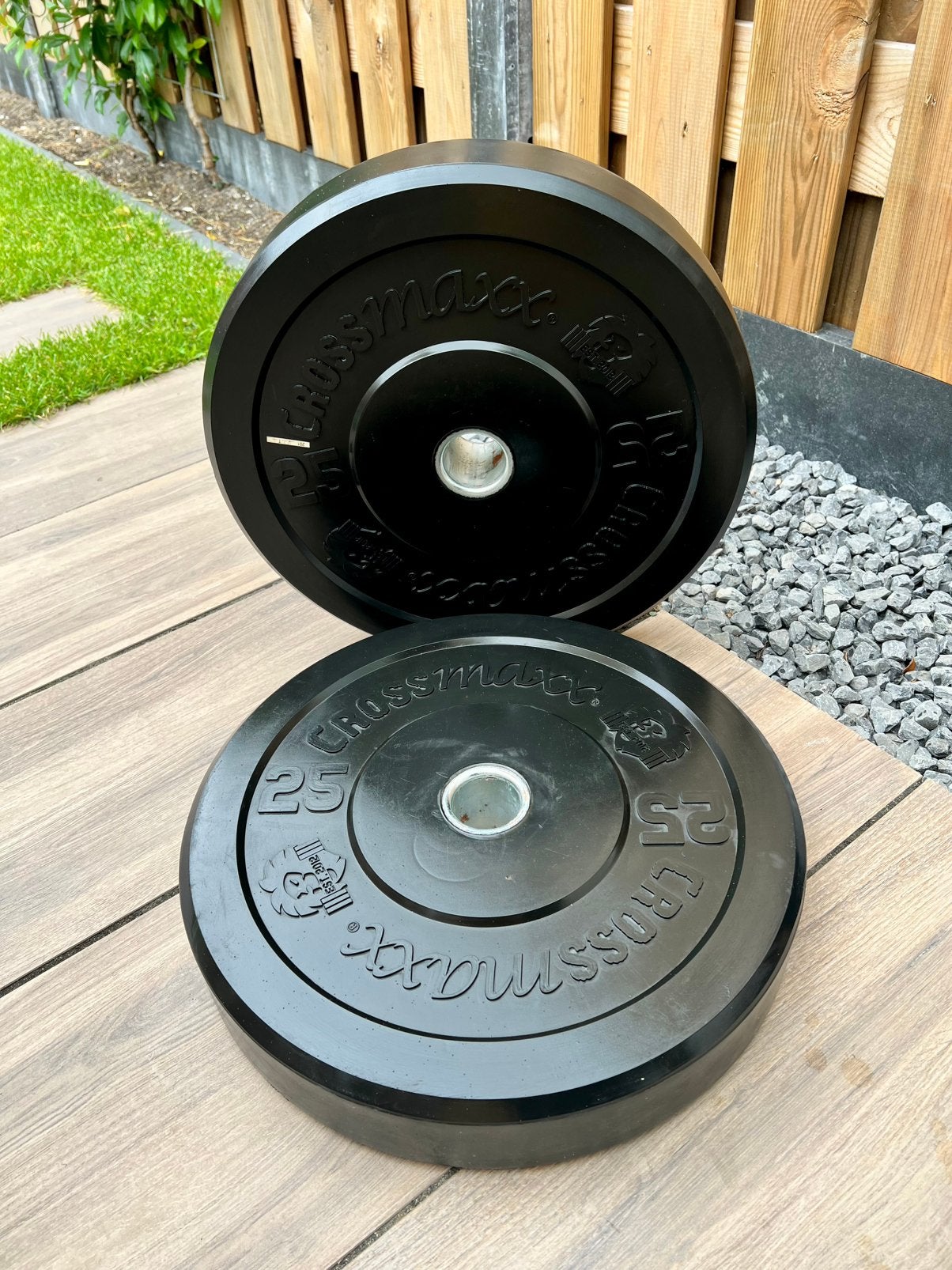 2x Crossmaxx bumper plates 50mm (black) 25kg, Sport en Fitness, Ophalen, Gebruikt, Overige typen