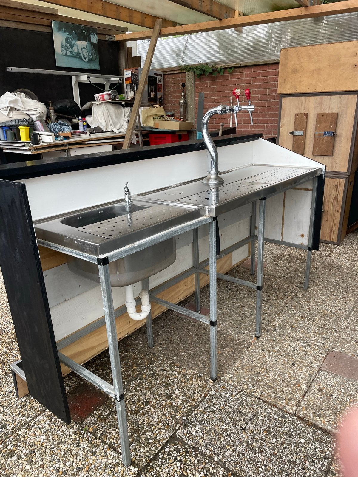 Mobiele bar met tapinstallatie en spoelbak, Ophalen of Verzenden, Gebruikt