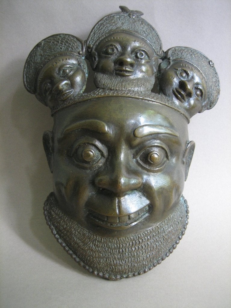 Tribaal Afrikaans masker brons - Oba Kameroen Nigeria ?, Ophalen of Verzenden