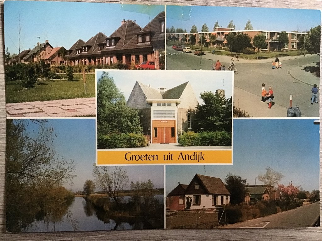 Ansichtkaart Groeten uit Andijk - Gelopen 1986, Ophalen of Verzenden, 1980 tot heden, Gelopen, Noord-Holland