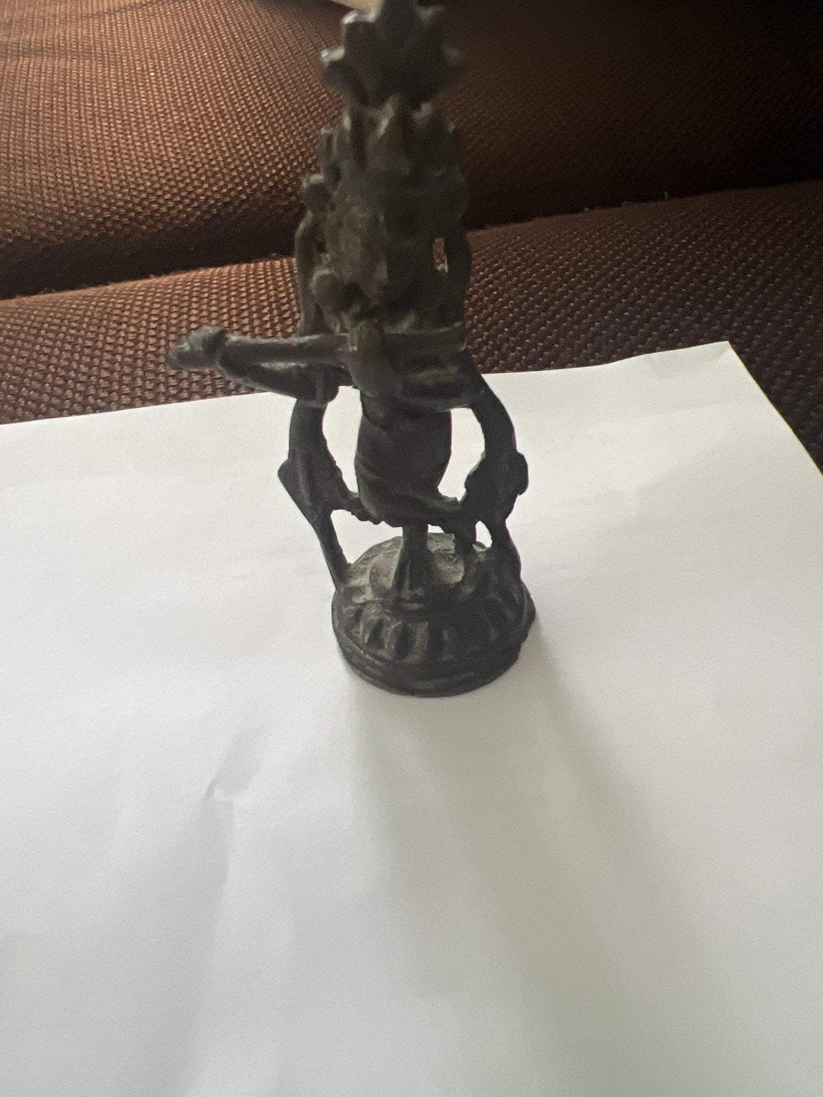 Antiek bronzen beeldje van Krishna met fluit, Ophalen of Verzenden