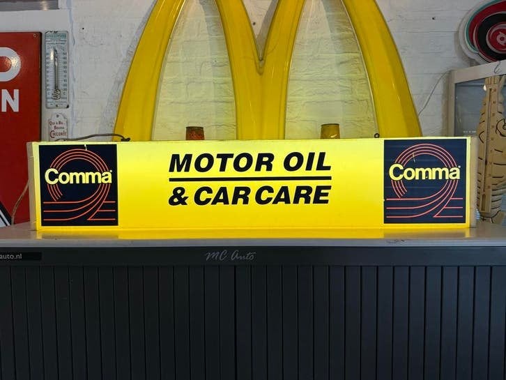 Vintage Comma Motor Oil & Car Care Lichtbak Reclame, Ophalen, Gebruikt, ., .